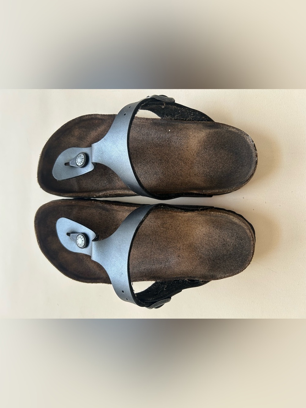 Birkenstock gray Brown Leather Toe-Post Sandals